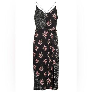 Topshop Black & Floral Slip Dress